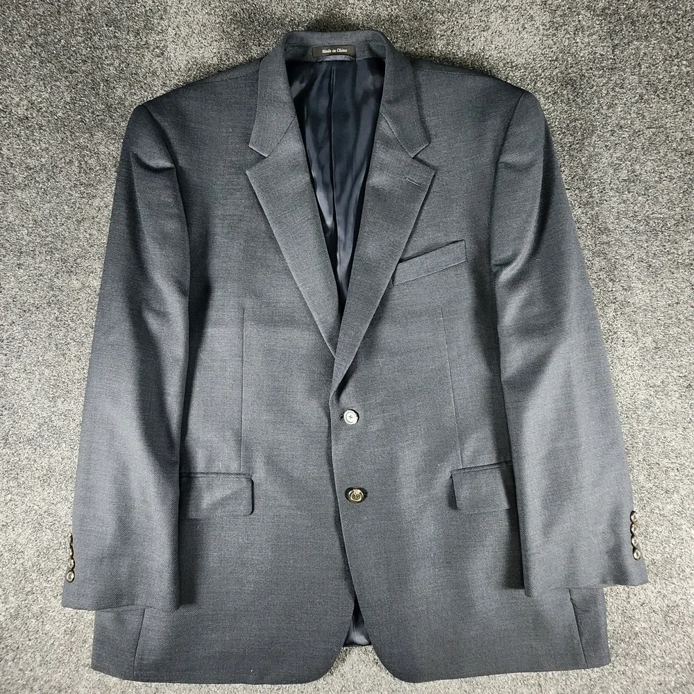 Lauren Ralph Lauren Mens‎ Textured Blue  Wool Blazer Sport Coat 48R EUC